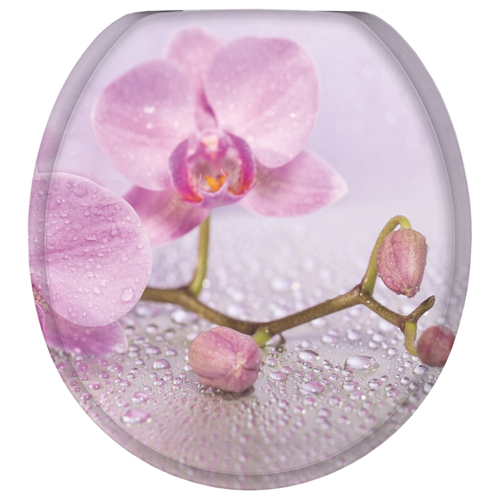 Sanilo Soft Close Toilet Seat ROUND, Quiet and Slow Close Lid and Seat, Strong Bumpers and Hinges, Blooming