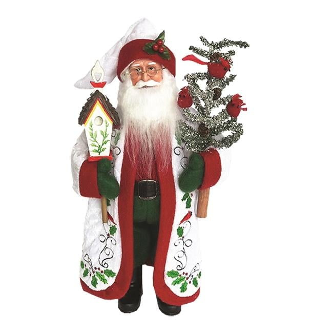 Santas Workshop 6056 15 in. Cardinals & Holly Claus