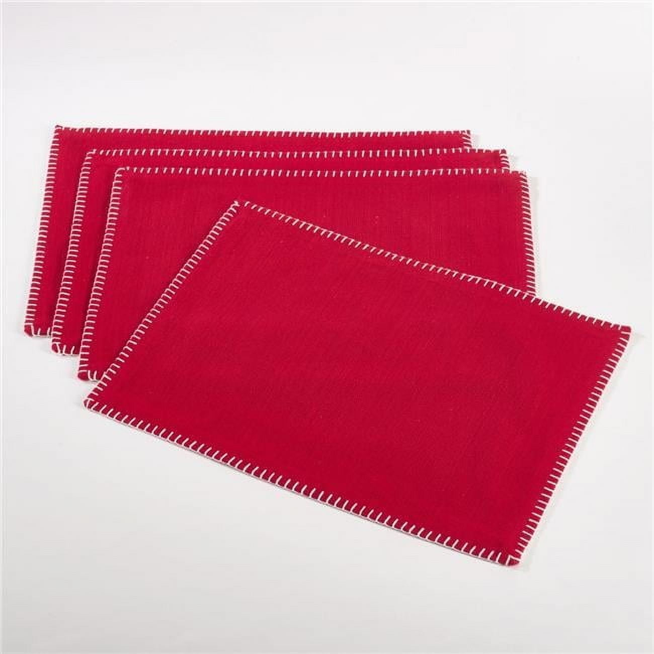 Saro Lifestyle Whipstitch Cotton Placemat, Red, (Set of 4 pcs)