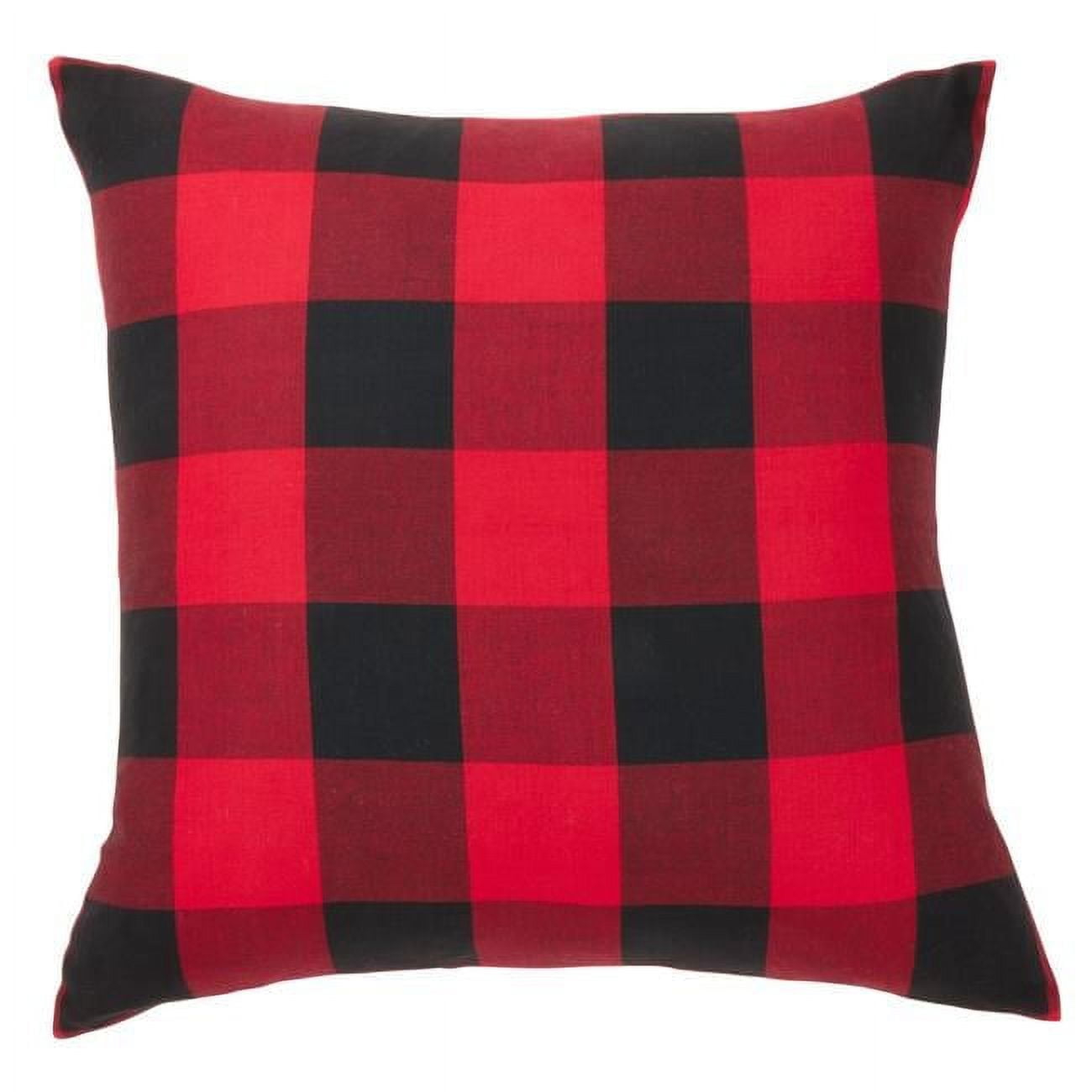 Saro Lifestyle Buffalo Plaid  Decorative Pillow Cover, Red, 28" x 28"