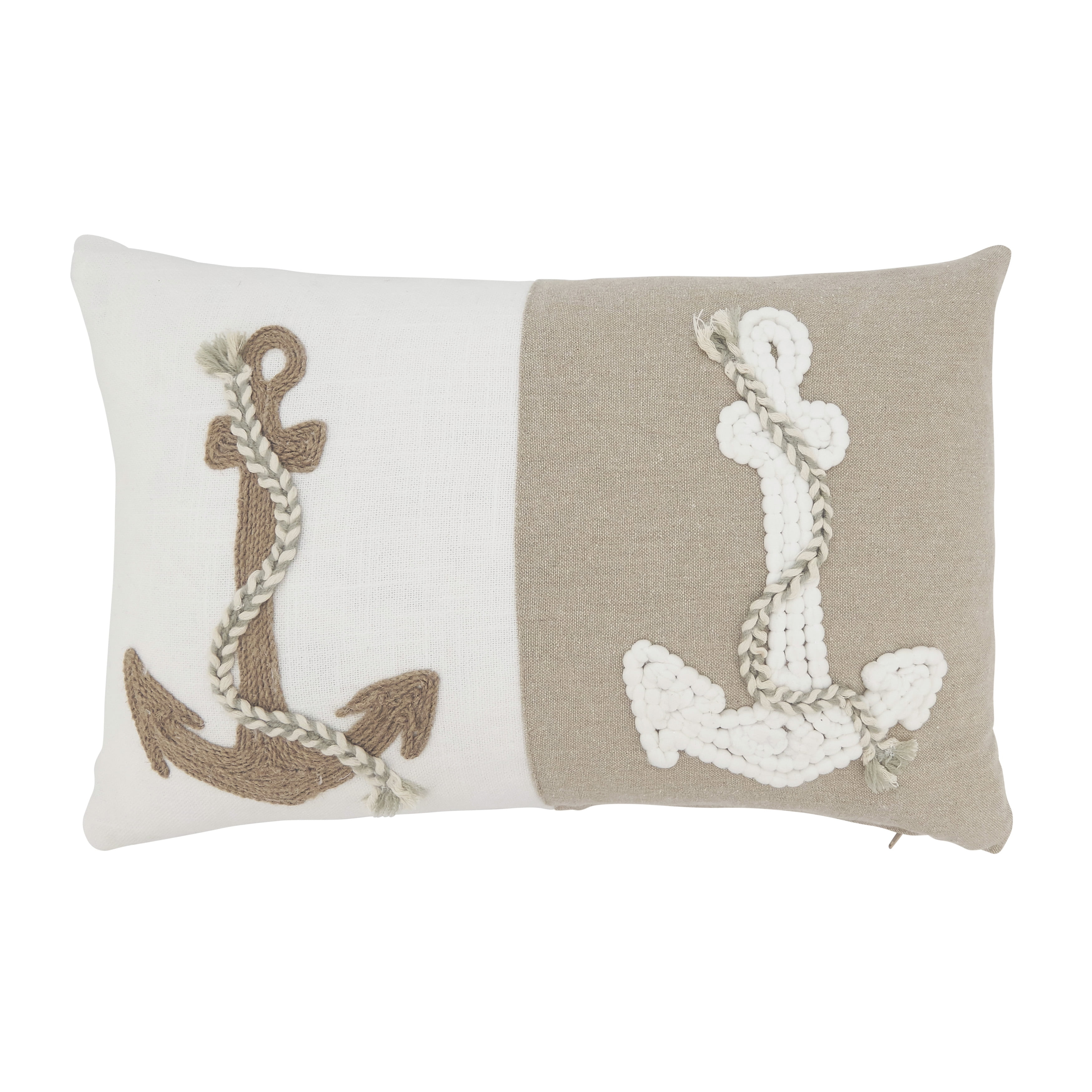 Saro Lifestyle Anchors of Adventure Poly Filled Throw Pillow, Beige, 12"x18"