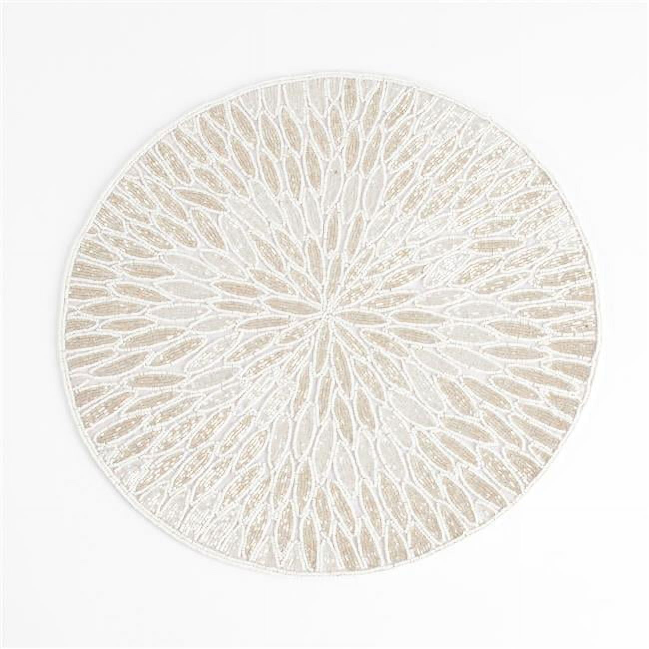 Saro Lifestyle Beaded Design Placemat (Set of 4), White, 15" Round