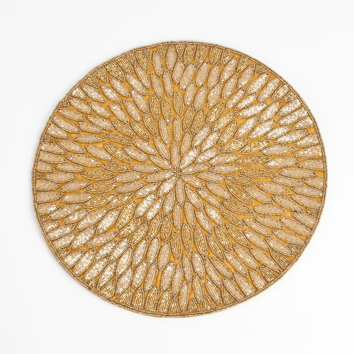 Saro Lifestyle Beaded Design Placemat (Set of 4), Gold, 15" Round