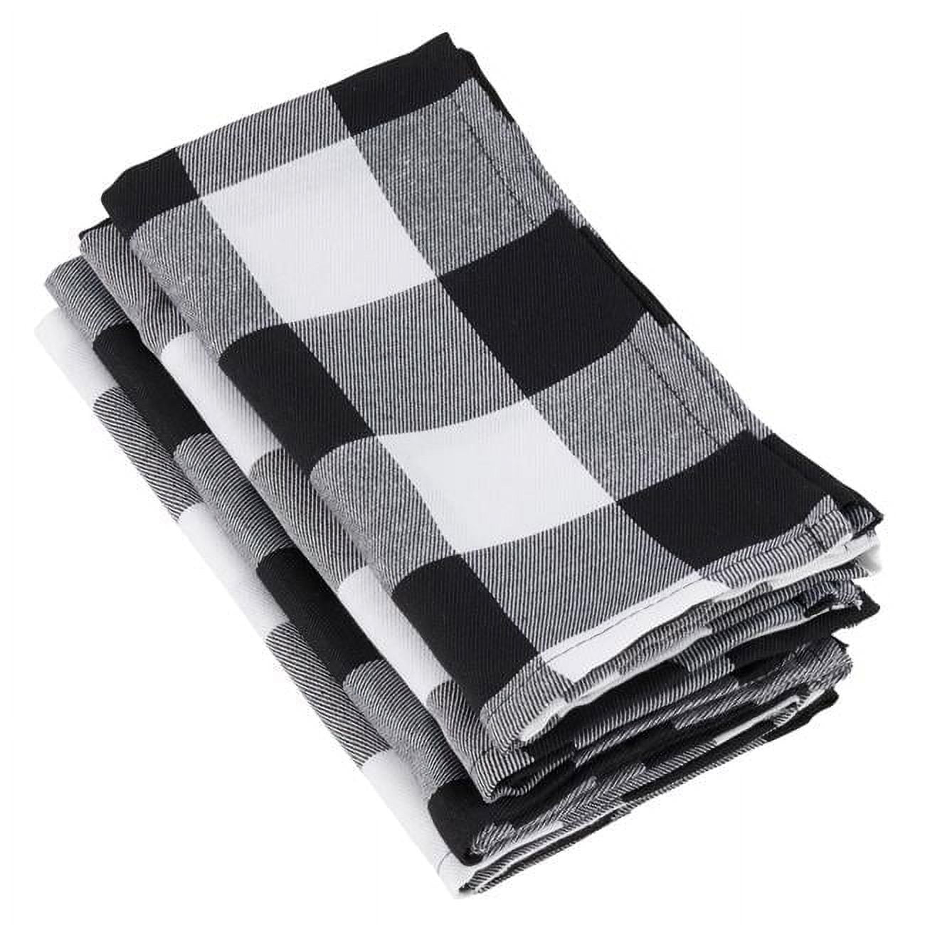 Saro Lifestyle Cotton Blend Buffalo Plaid Table Napkins (Set of 4), Black, 20" x 20"