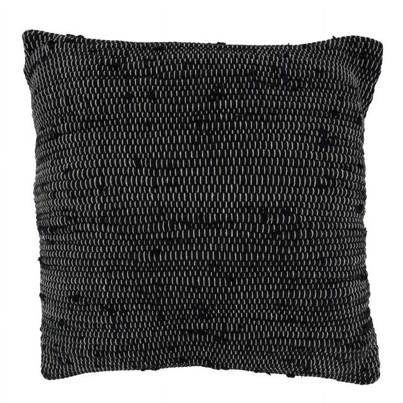 Saro Lifestyle Chindi Throw Pillow With Poly Filling, Black, 22" x 22"
