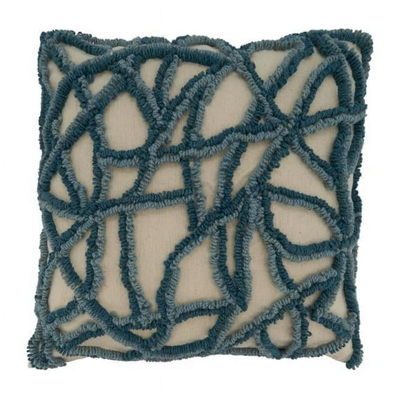 Saro Lifestyle Segmented Embroidered Pillow - Down Filled, 20" Square, Blue