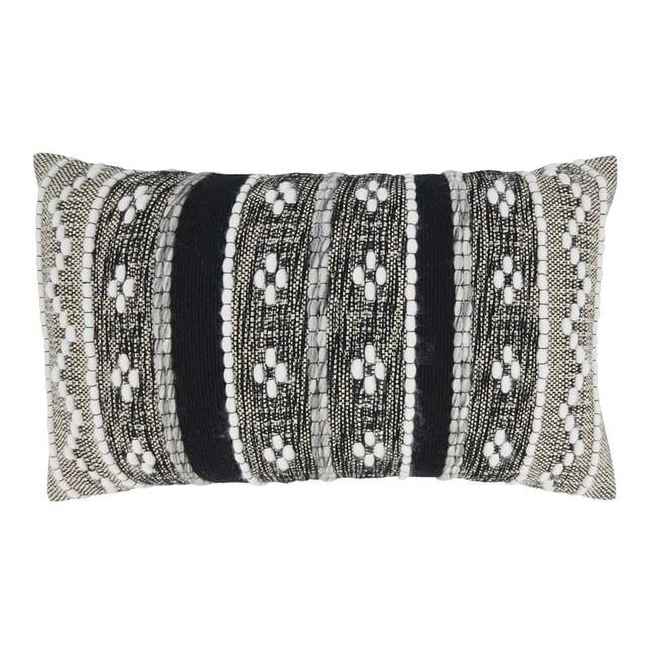 Saro Lifestyle Crafted Multi-Pattern Poly Filled Throw Pillow, Black, 14"x23"