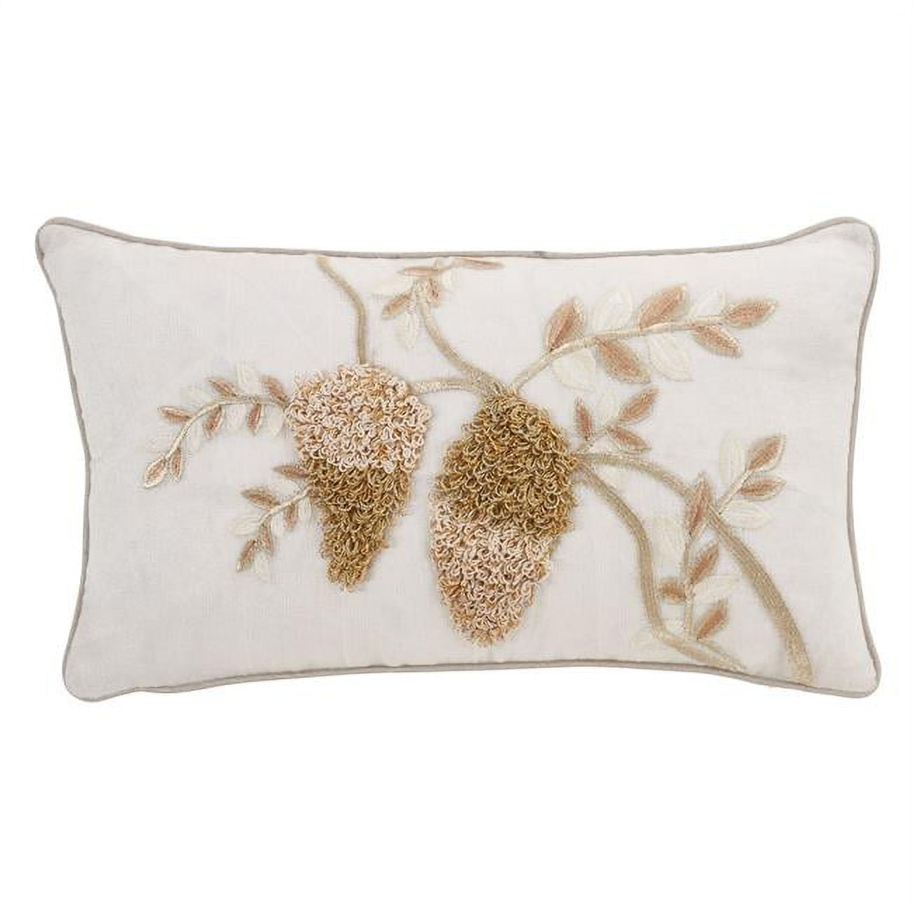 Saro Lifestyle Down-Filled Embroidered Throw Pillow With Flower Design, Gold, 12"x20"