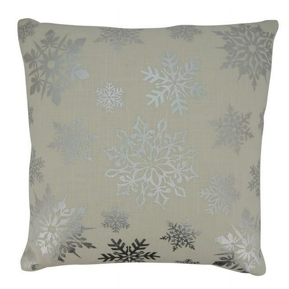 Saro Lifestyle Foil Print Snowflake Throw Pillow With Down Filling, Silver, 20" x 20"