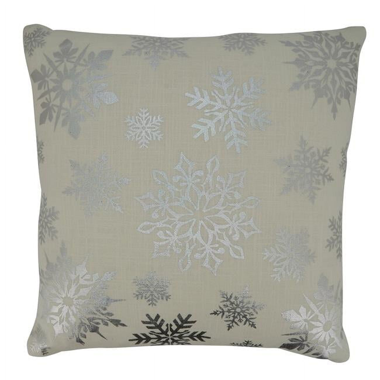 Saro Lifestyle Foil Print Snowflake  Decorative Pillow Cover, Silver, 20" x 20"
