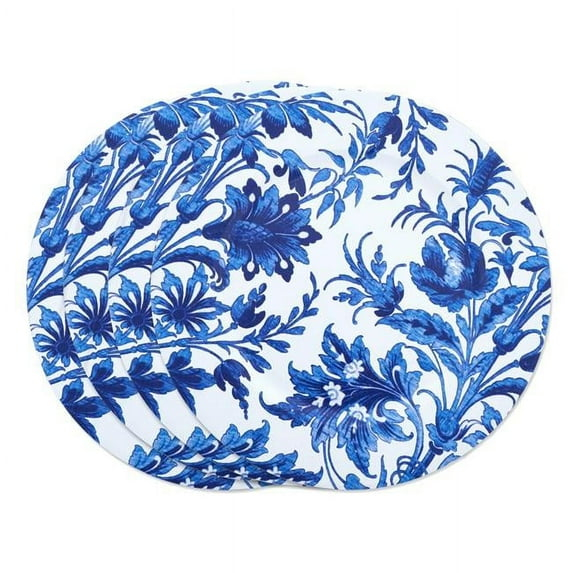 Saro Lifestyle French Style Floral Print Decorative Charger Plate - Set of 4