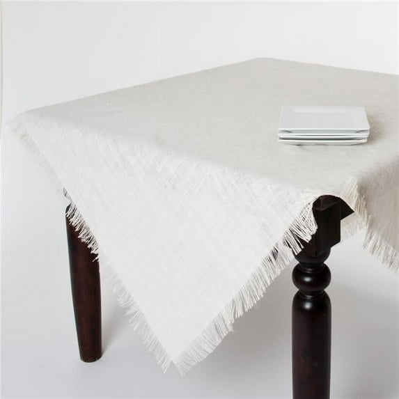 Saro Lifestyle Fringed Burlap Design Tablecloth