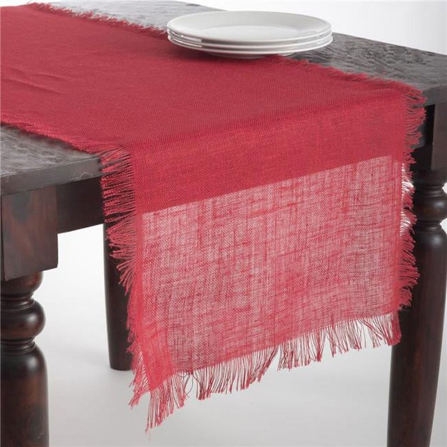 Saro Lifestyle Fringed Jute Runner, 20"x70", Red