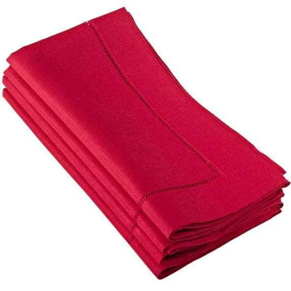 Saro Lifestyle Hemstitched Linen Dinner Napkins (Set of 4) Red