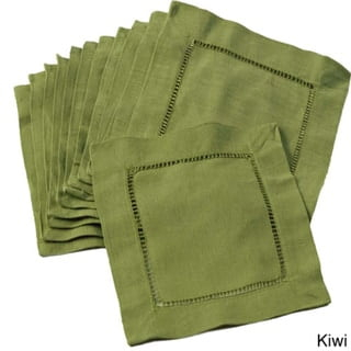 Saro Lifestyle Hemstitch Cocktail Napkin (Set of 12), 6"x6", Kiwi