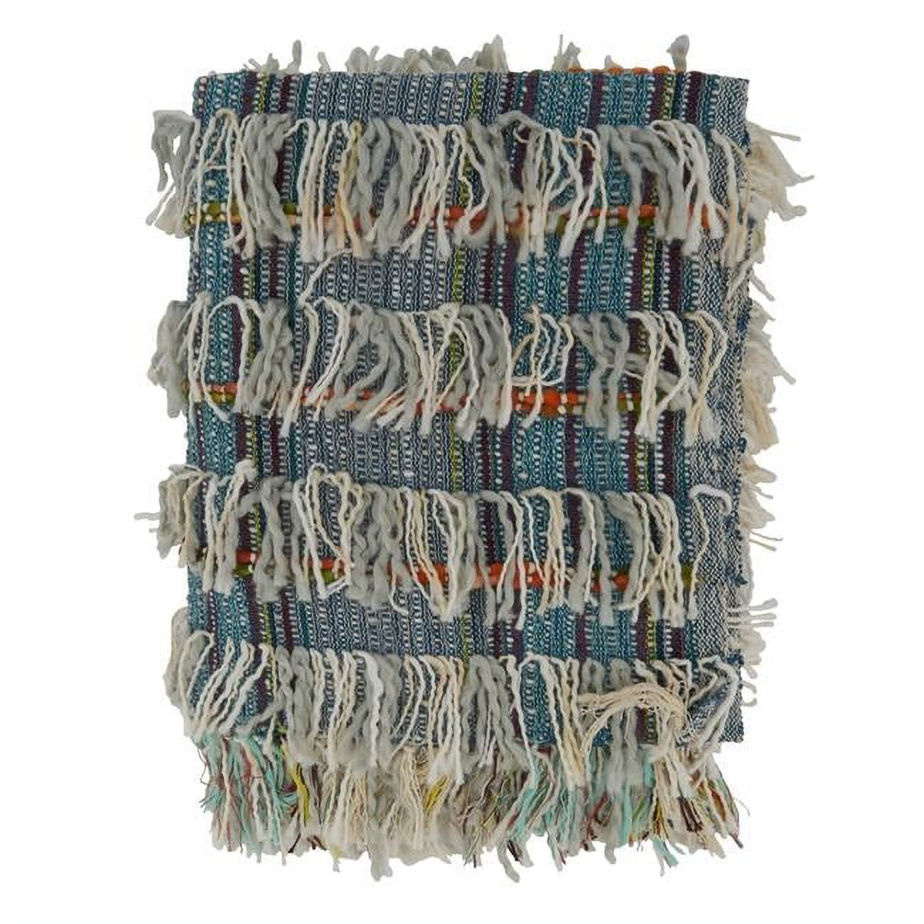 Saro Lifestyle Shaggy Striped Cotton Throw Blanket
