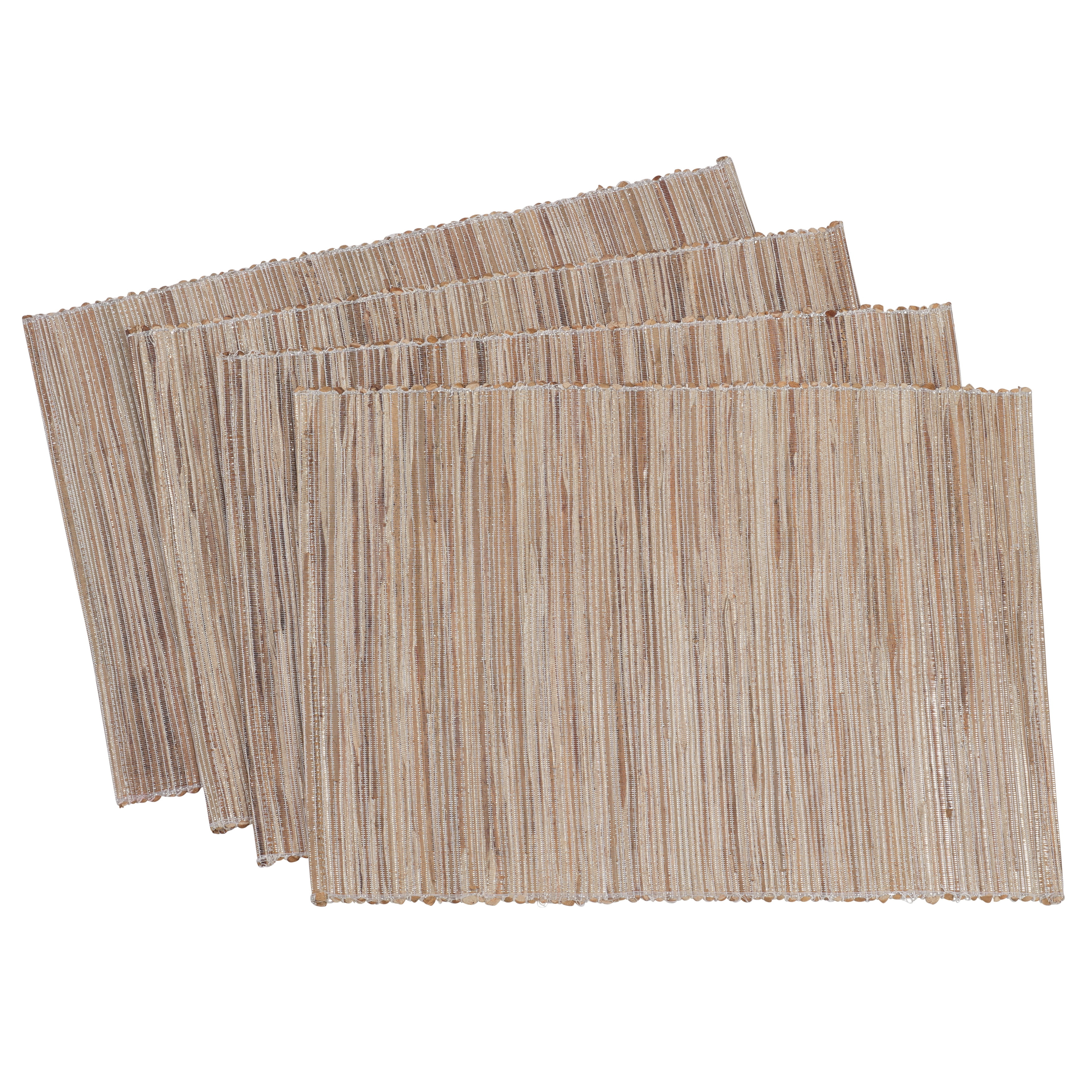 Saro Lifestyle Water Hyacinth Woven Placemats With Shimmering Accents, Beige, (Set of 4 pcs)
