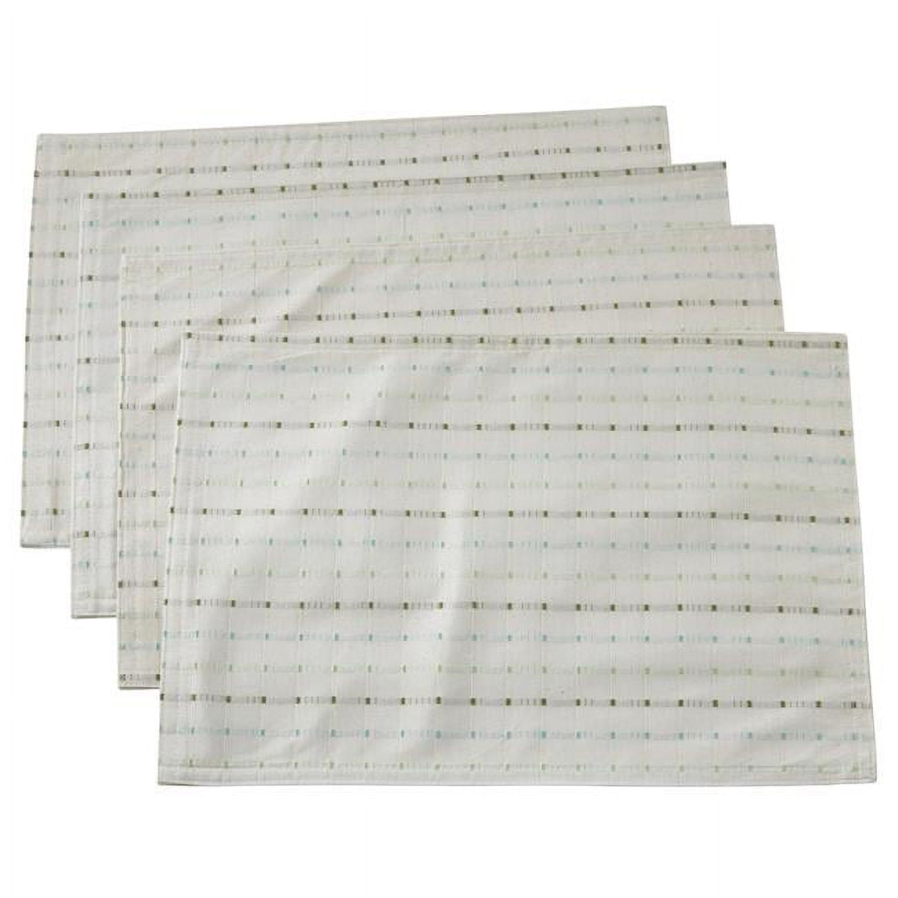 Saro Lifestyle Stitched Line Design Placemats, White, (Set of 4 pcs)