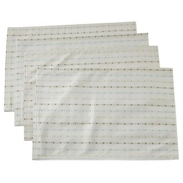 Saro Lifestyle Stitched Line Design Placemats, White, (Set of 4 pcs)