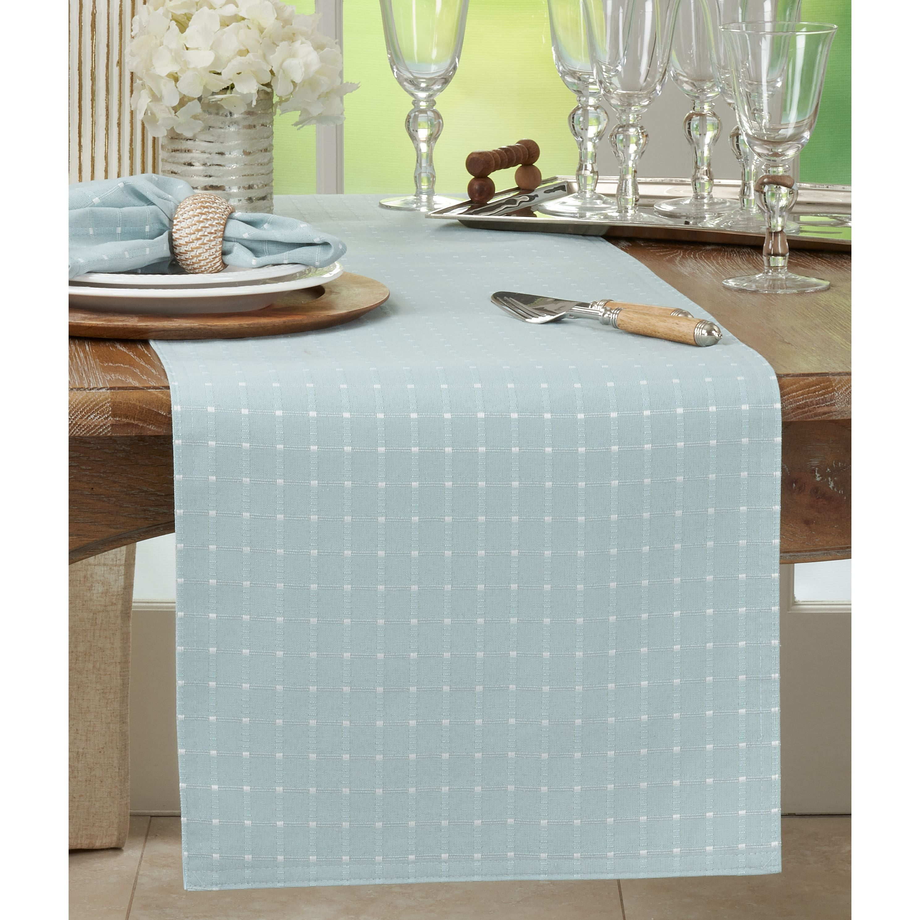 Saro Lifestyle Stitched Line Table Runner