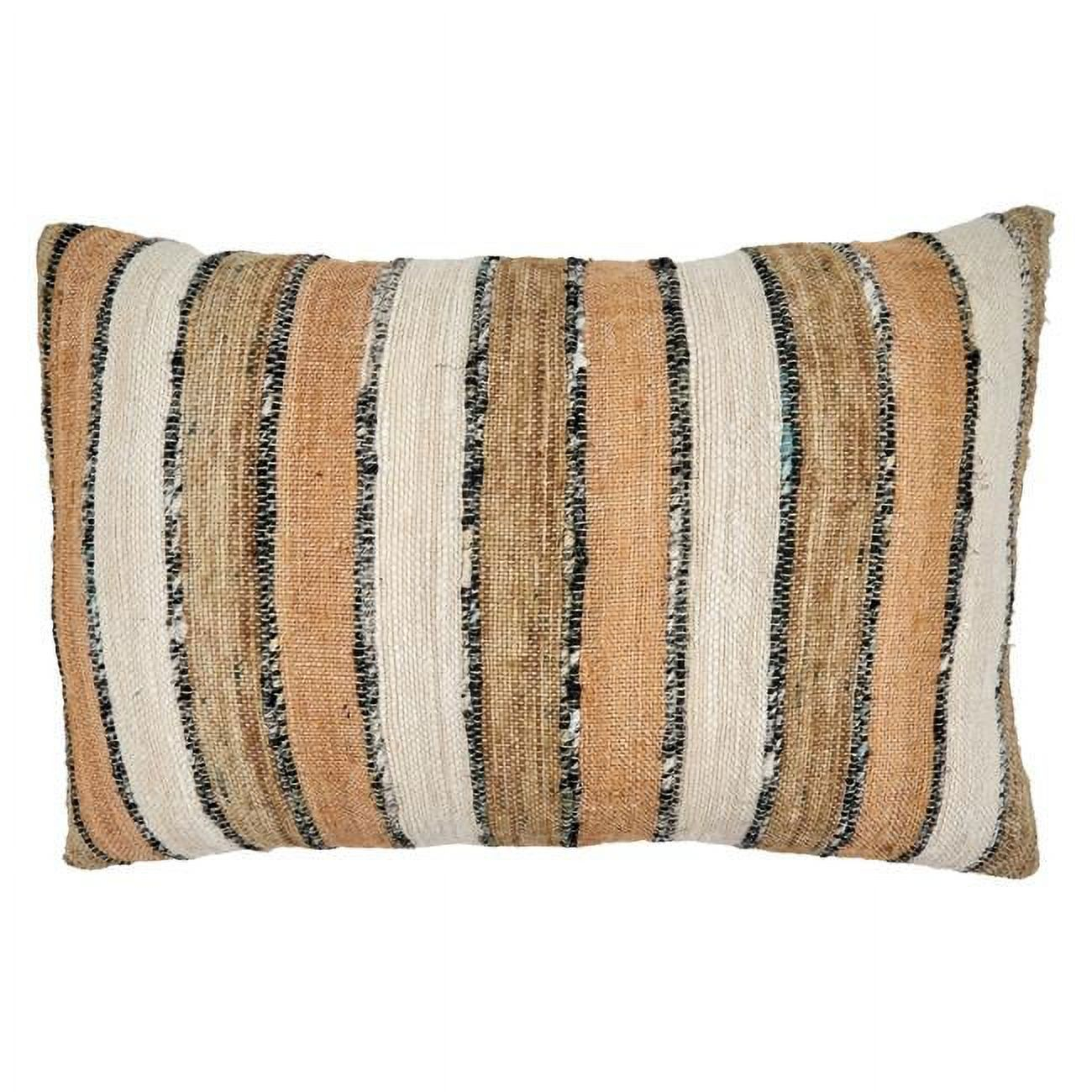 Saro Lifestyle Saro Lifestyle Striped Design Cotton Throw Pillow Cover, Natural, 16" x 24"