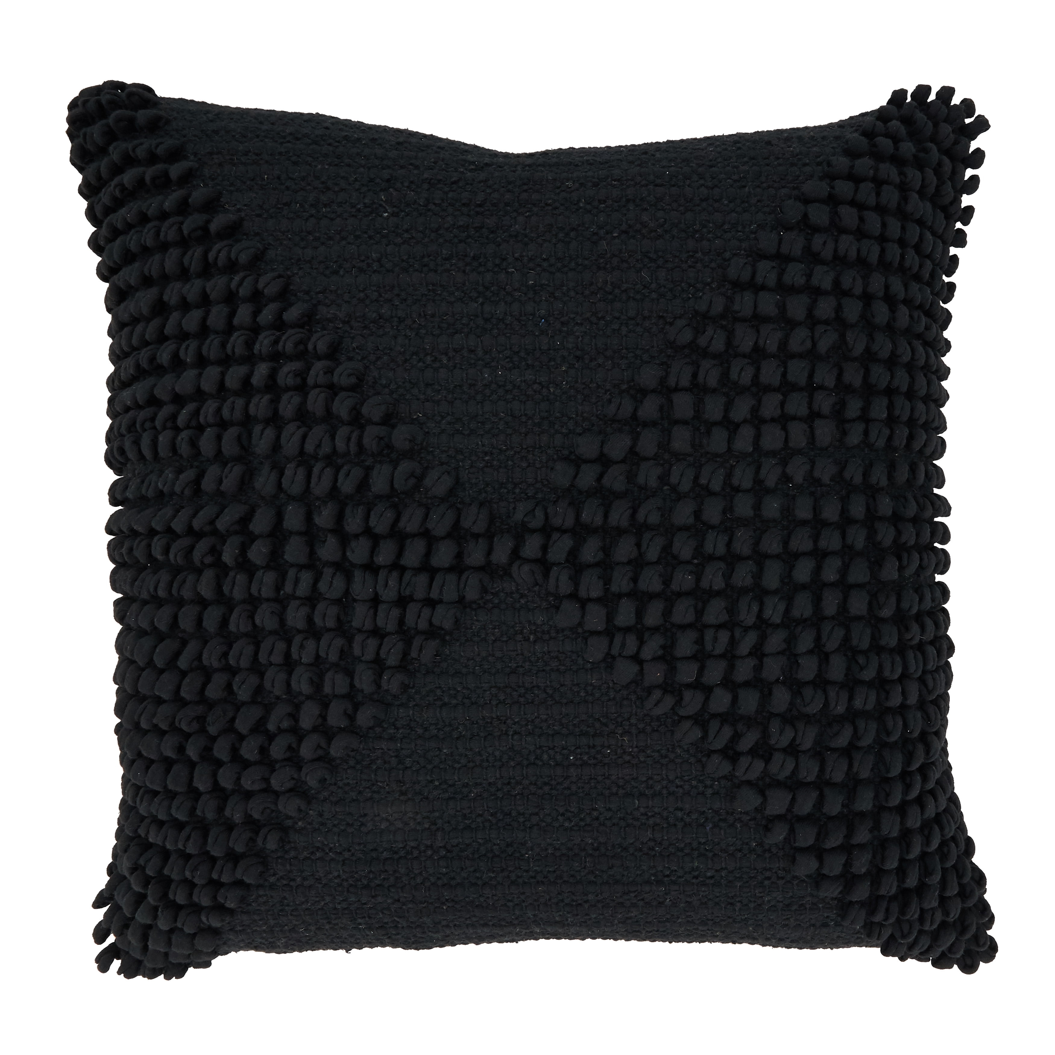 Saro Lifestyle Textured Woven Diamond Down Filled Throw Pillow, Black, 20"x20"