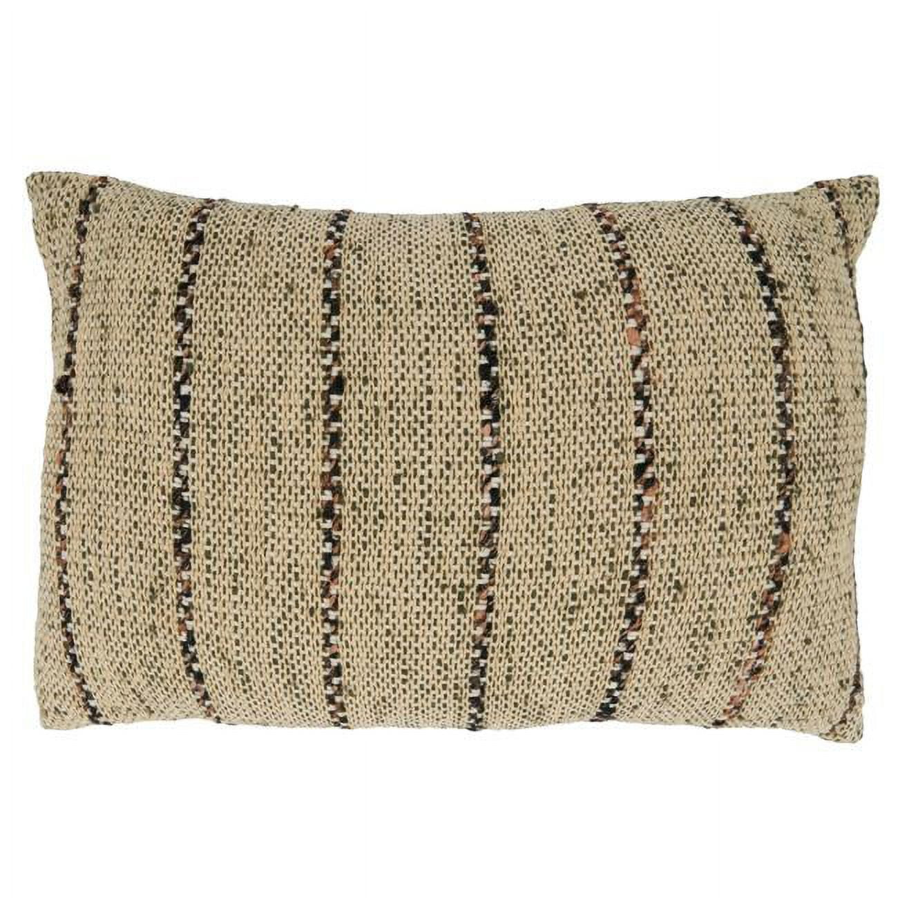 Saro Lifestyle Thin Stripe Design Down-Filled Throw Pillow, Natural, 16" x 24"
