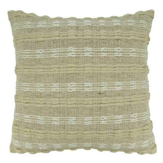 Saro Lifestyle Stripe Design Woven Throw Pillow With Poly Filling, 20", Beige