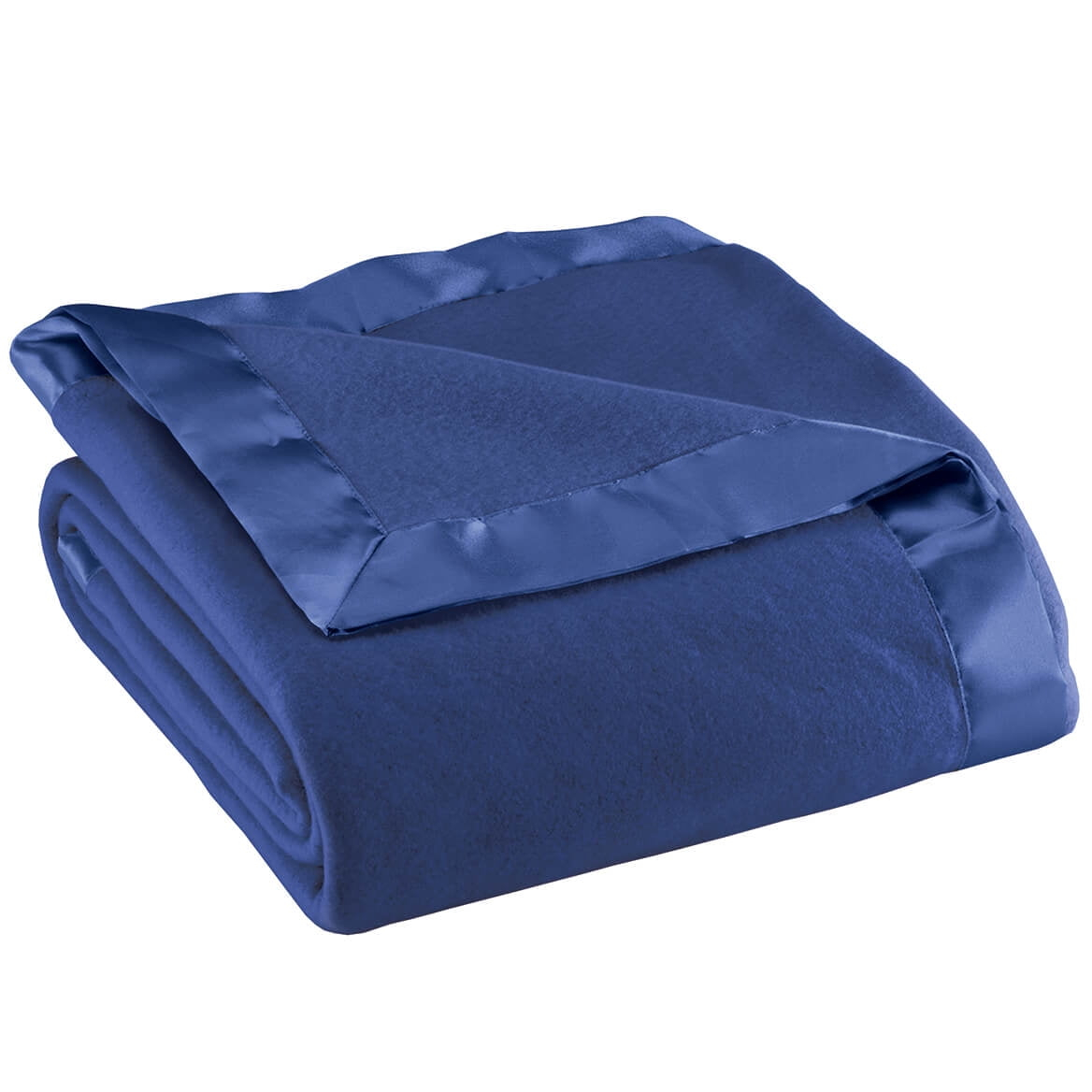 Satin Fleece Blanket by OakRidge, Full/Queen, Twin or King Size – 100% Polyester Lightweight Fabric and Cozy Satin Binding Edges in Tightly Folding Travel Blanket, Navy Blue