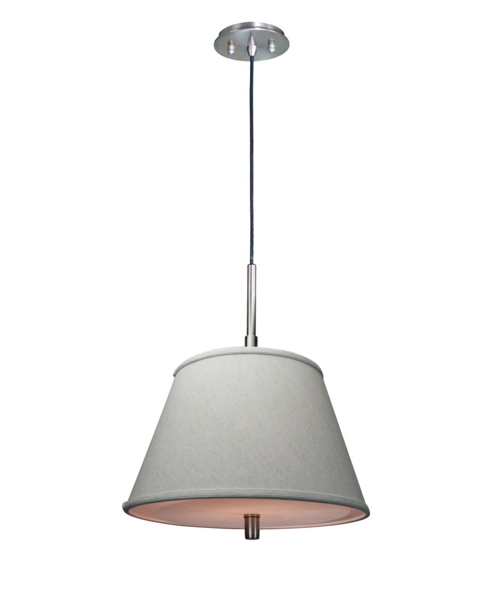 Satin Nickel Pendant Light with Empire Textured Oatmeal Slotted UNO Shade and Diffuser