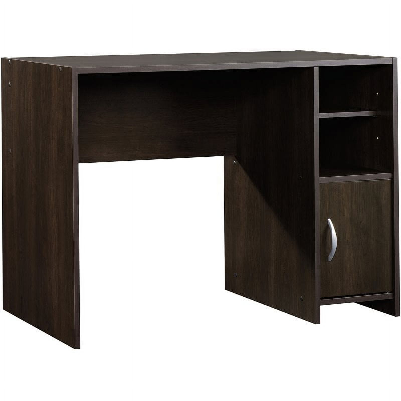 Sauder Beginnings Computer Desk with Side Shelves & Cabinet in Cinnamon Cherry