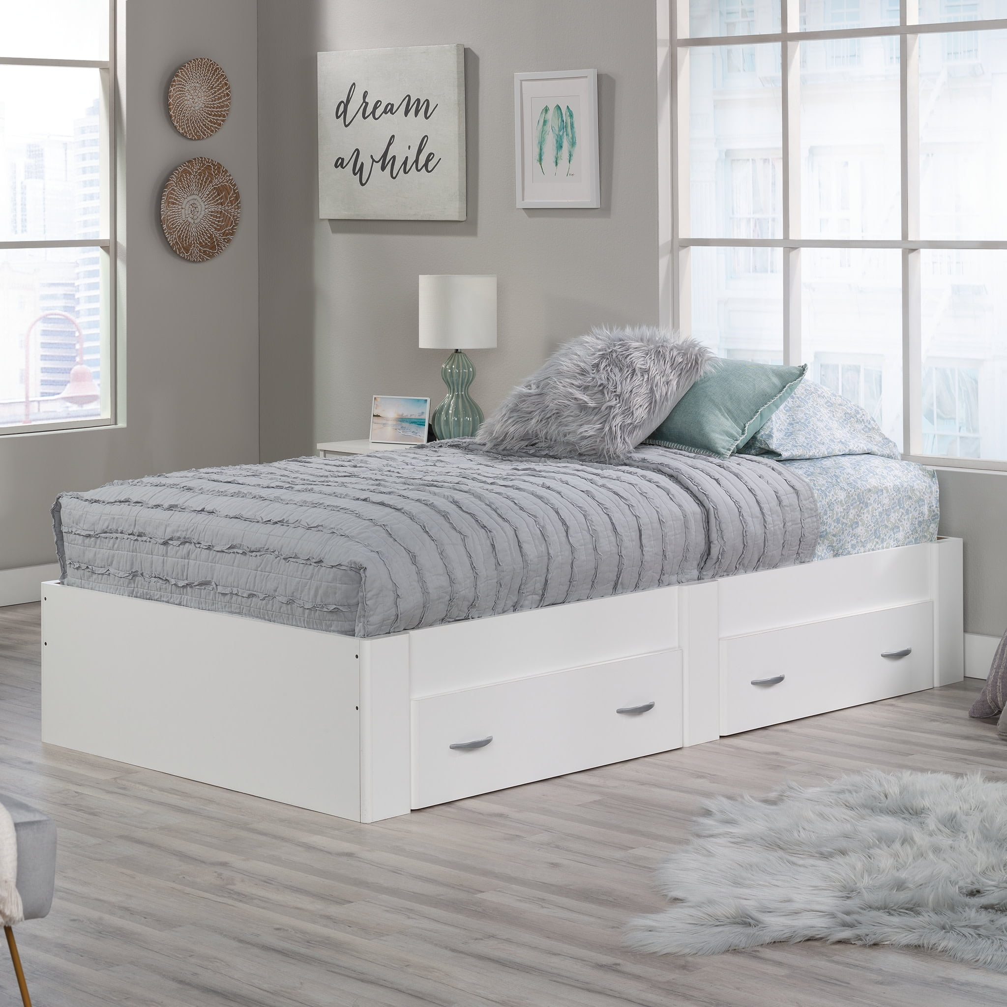 Sauder Beginnings Twin Platform Bed, Soft White Finish