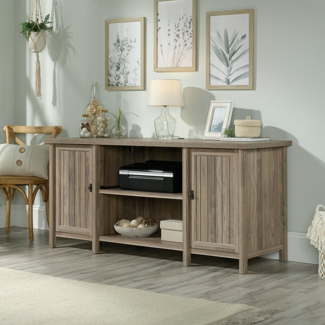 Sauder Costa Cabinet w/Pull-Out Printer Tray, Washed Walnut Finish