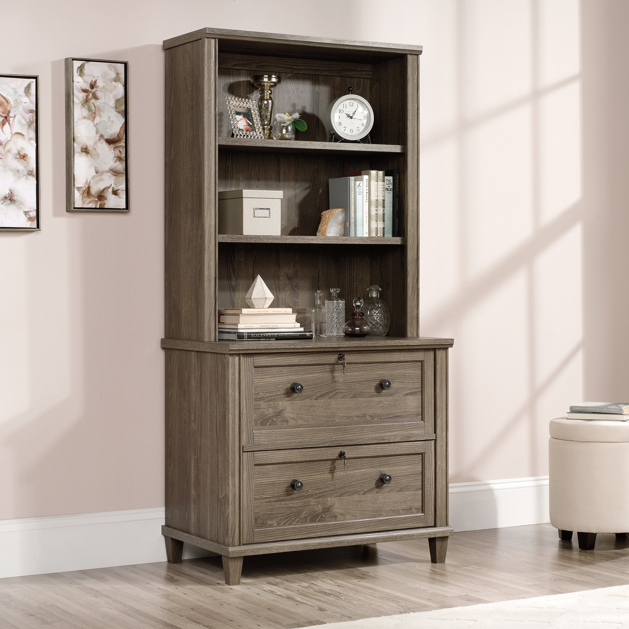 Sauder Hammond Library Bookcase Hutch, Emery Oak Finish