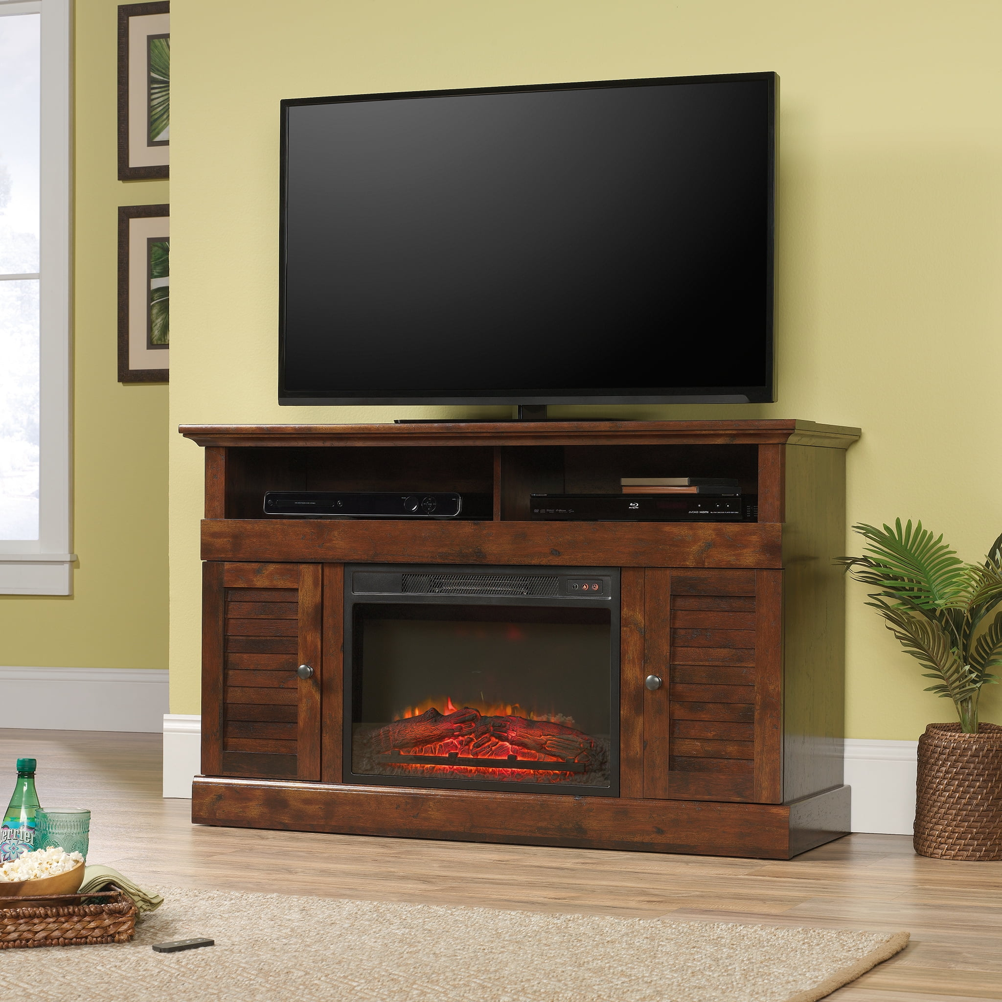 Sauder Harbor View 52" Fireplace TV Stand in Curado Cherry (TV's up to 60")