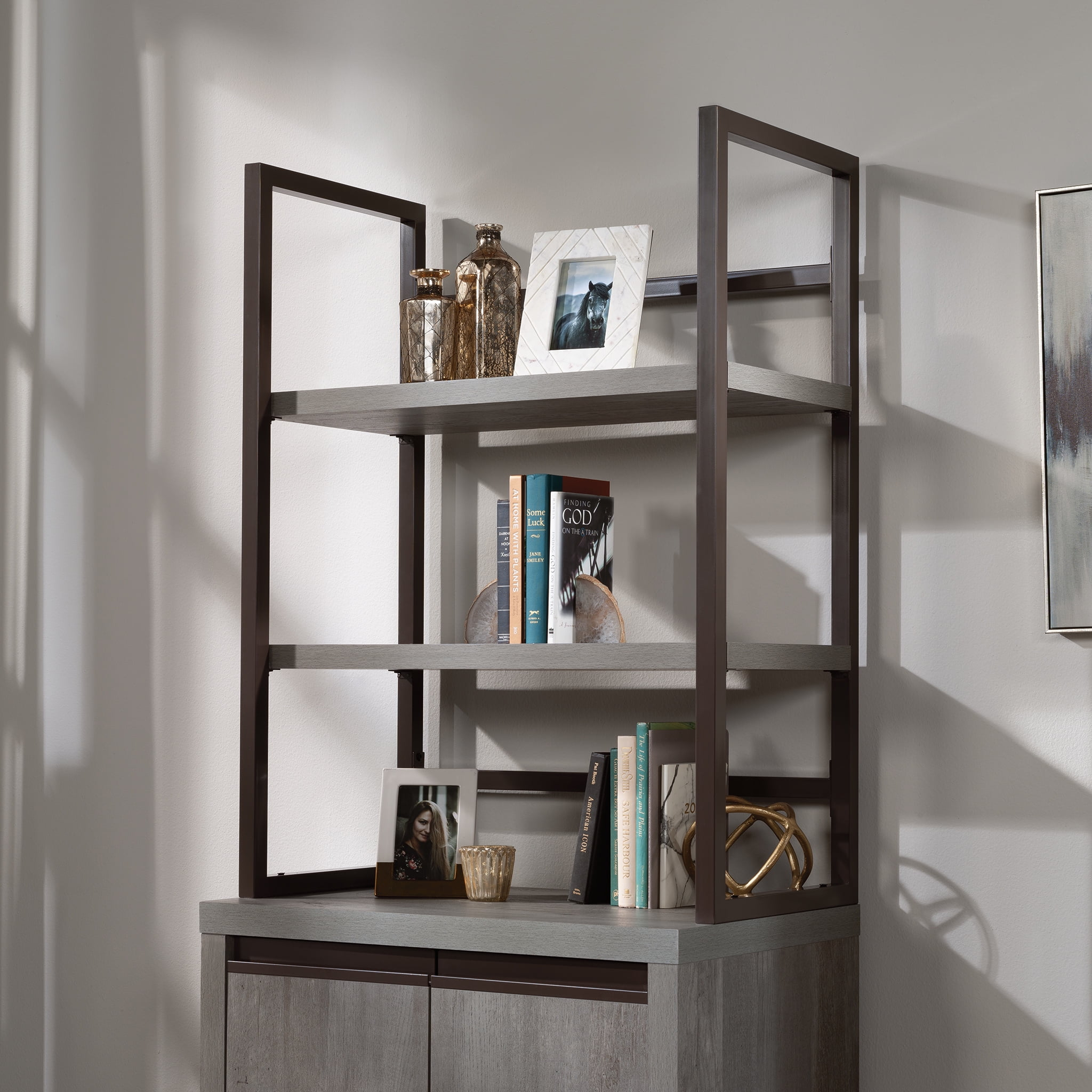Sauder Manhattan Gate Utility Hutch, Mystic Oak Finish