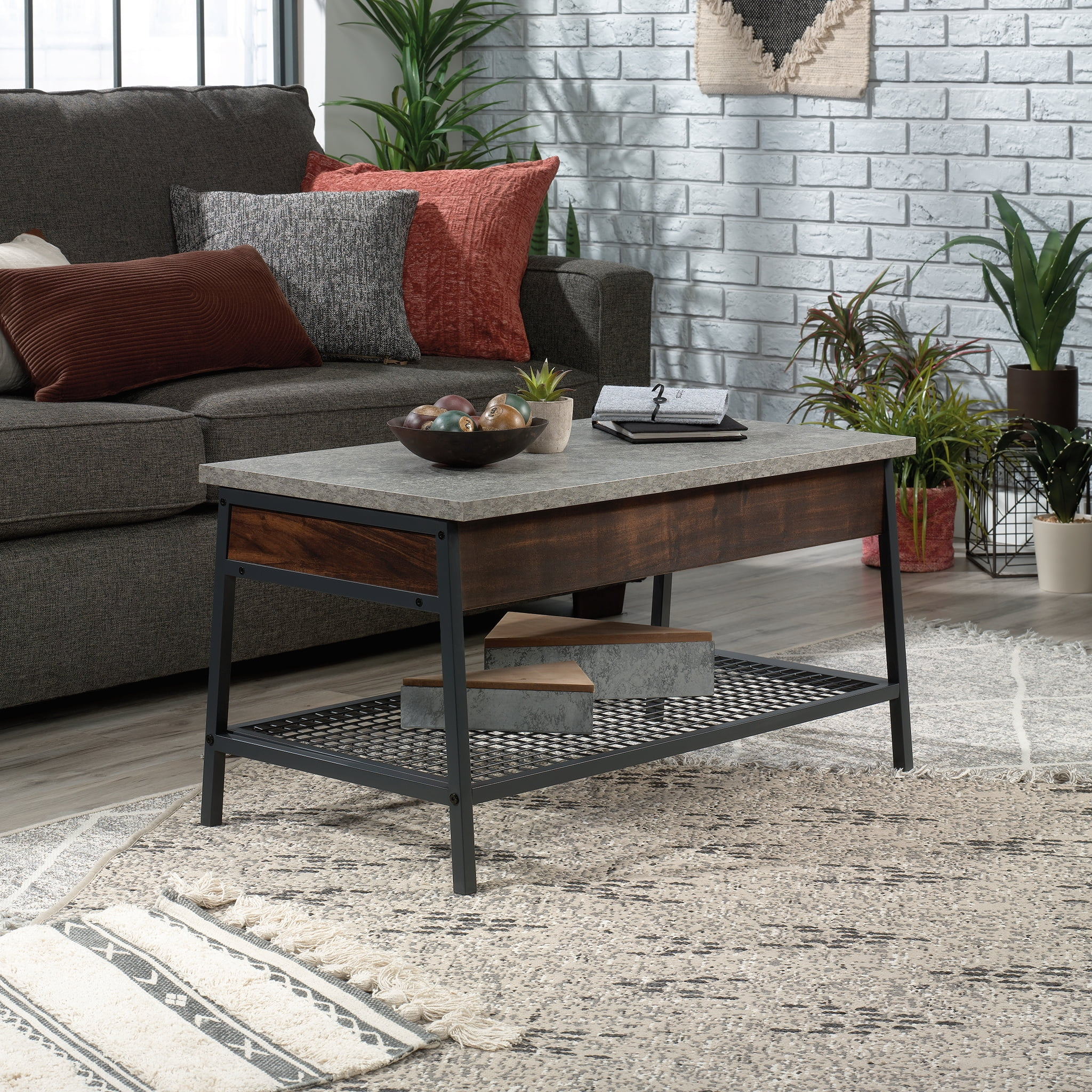 Market Commons Lift Top Coffee Table Walnut - Sauder