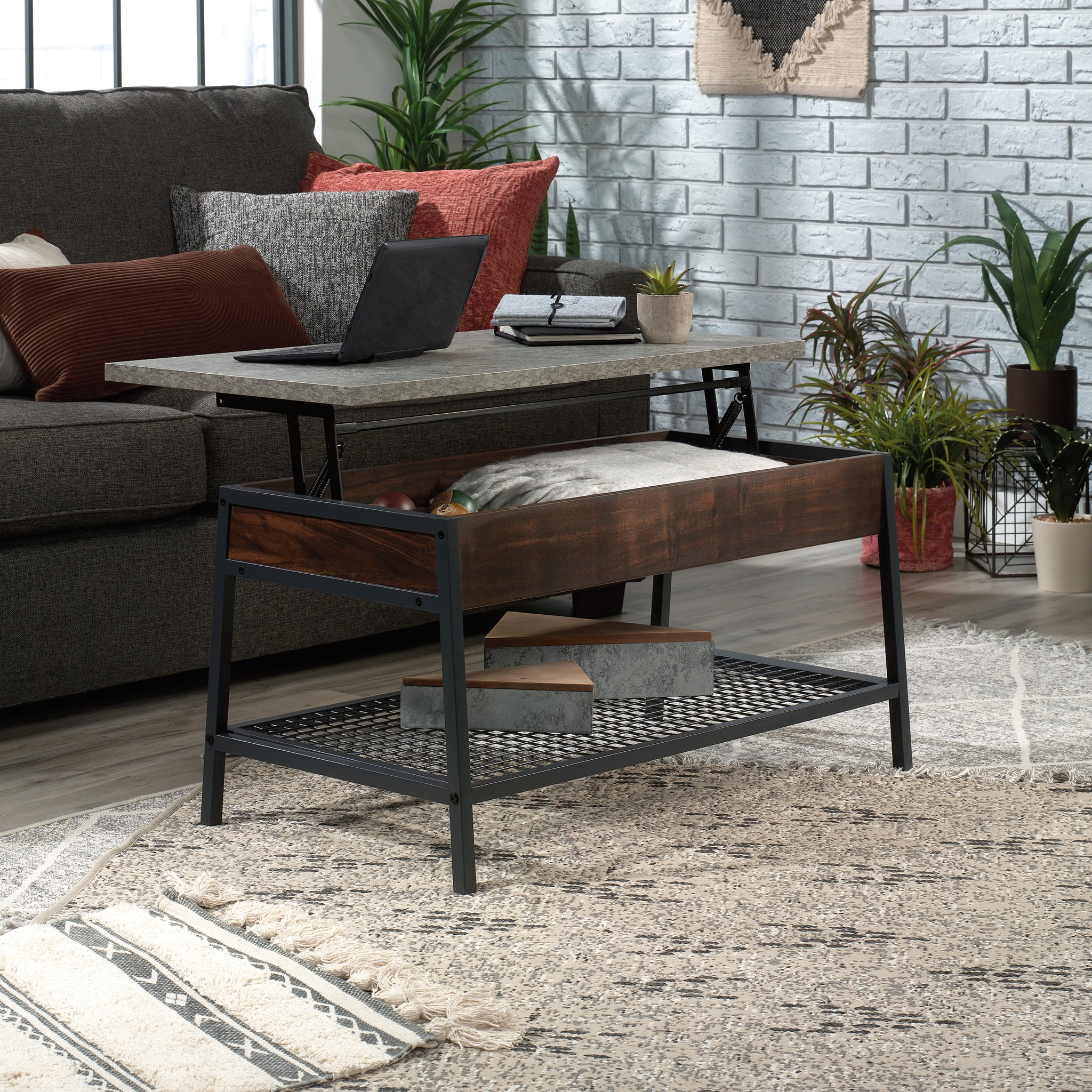 Market Commons Lift Top Coffee Table Walnut - Sauder