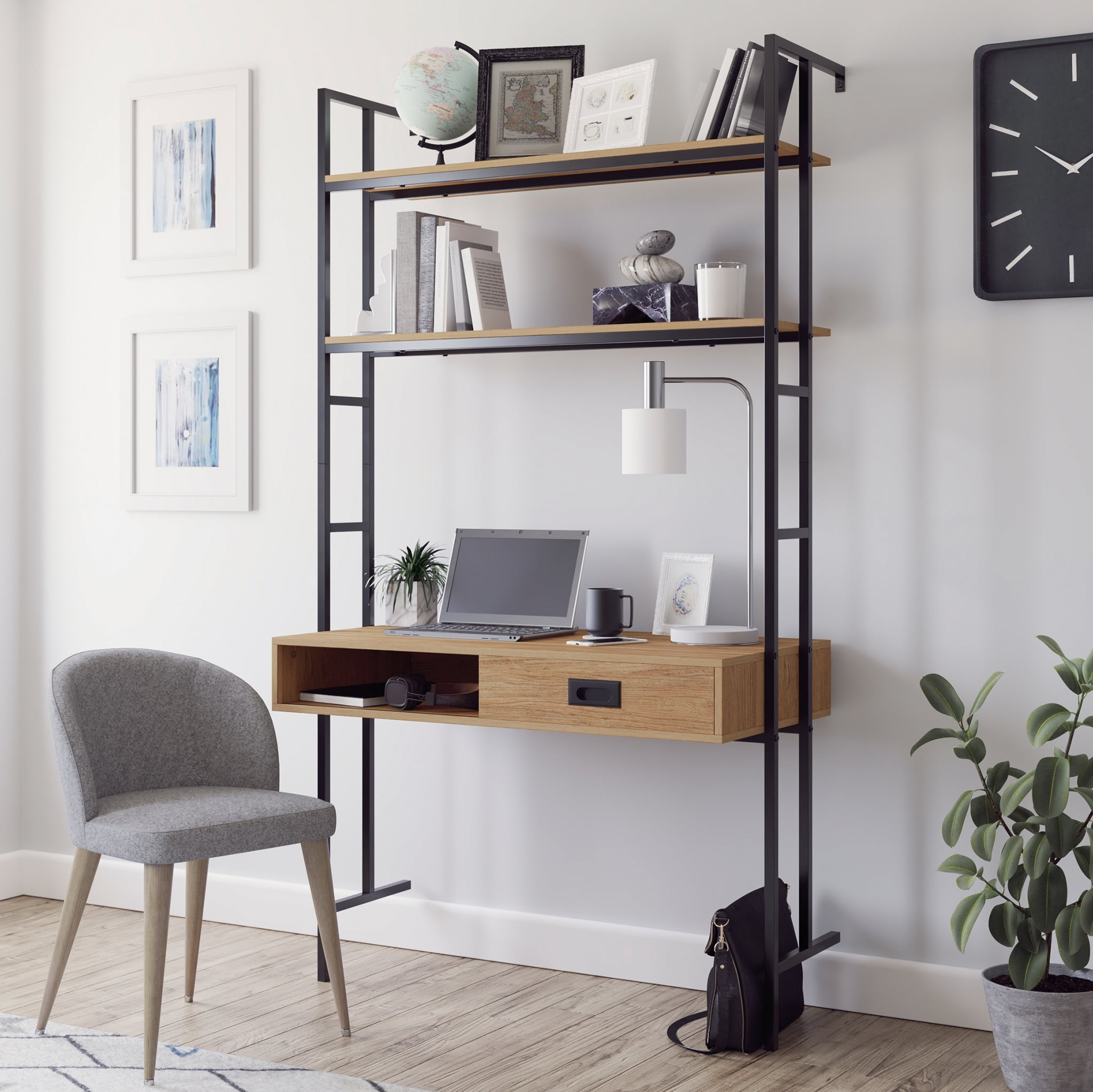 Sauder New Hyde Desk, Serene Walnut Finish