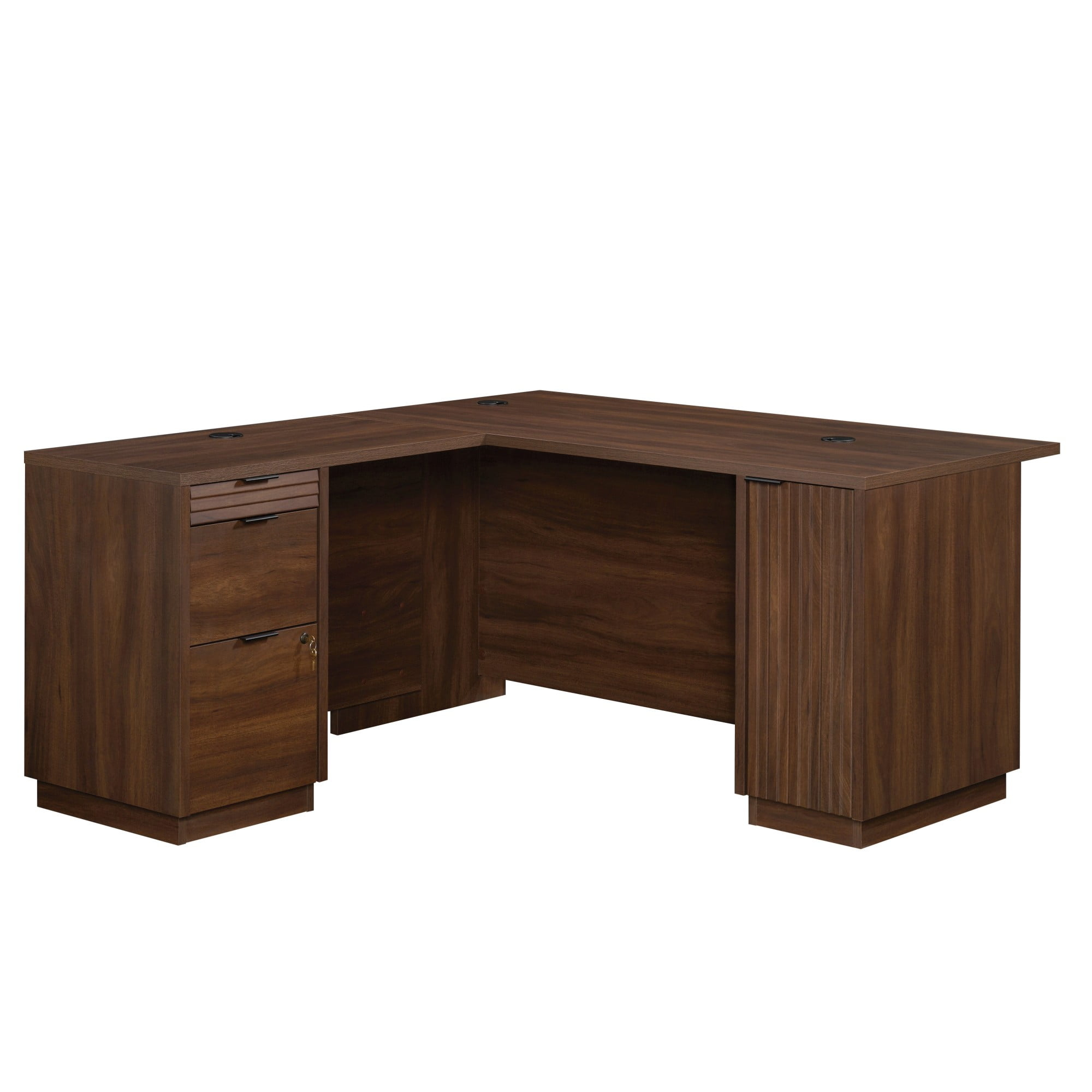 Sauder Palo Alto 60" Engineered Wood L-Shaped Computer Desk in Spiced Mahogany