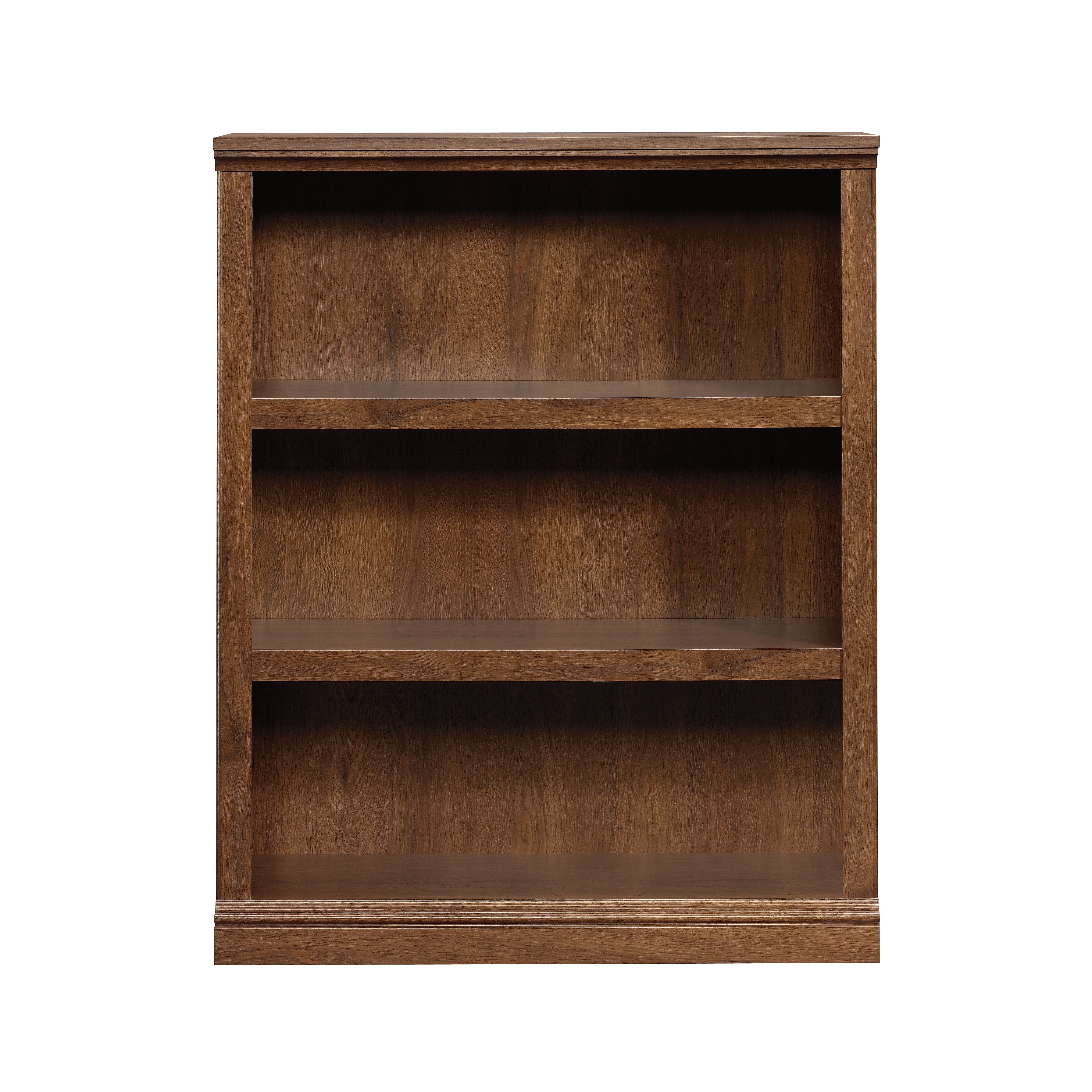 44" 3 Shelf Bookcase Oiled Oak Brown - Sauder: MDF, Metal Hardware, Home Office Display