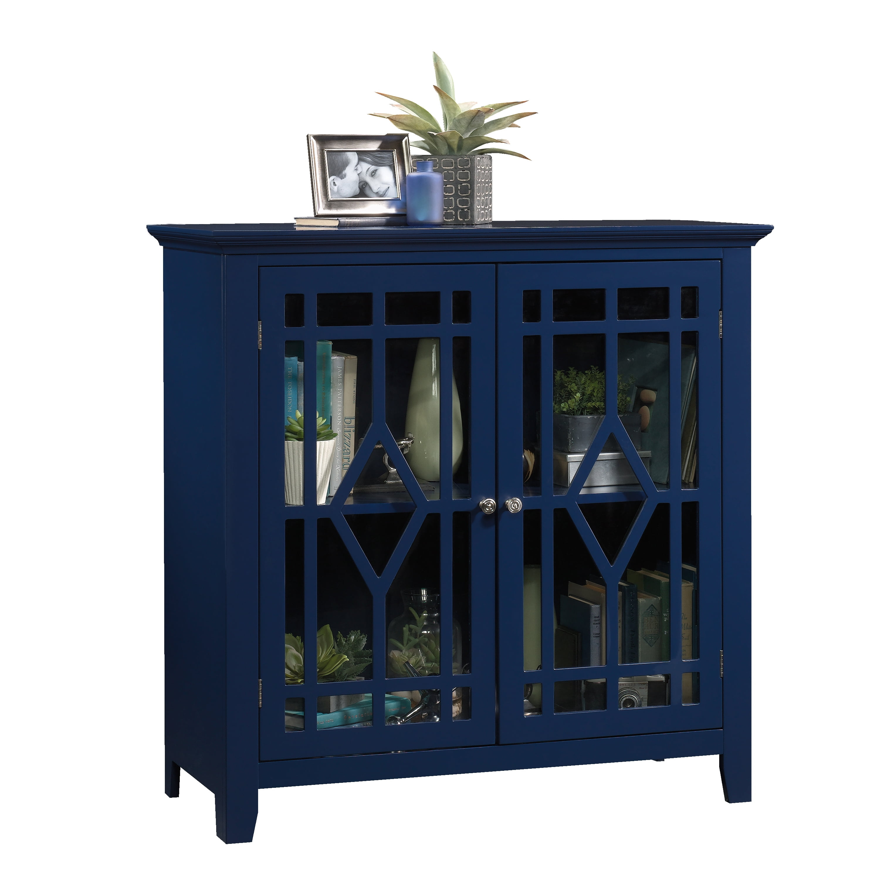 Sauder Shoal Creek Engineered Wood Curio Cabinet in Indigo Blue