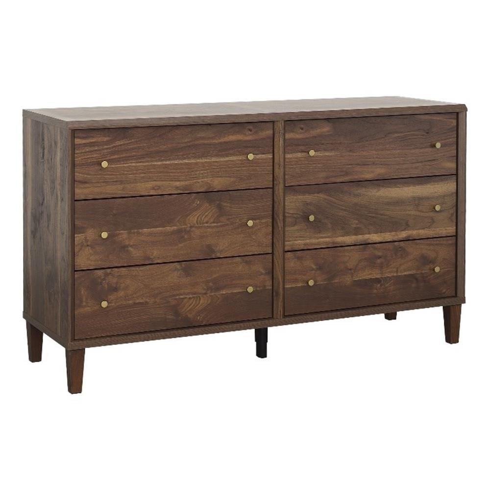 Sauder Willow Place Engineered Wood 6 Drawer Dresser in Grand Walnut
