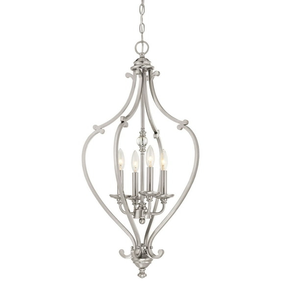 Minka Lavery Brushed Nickel Foyer Pendant Chandelier 17 1/4" Wide Modern 4-Light Fixture for Dining Room House Kitchen Entryway