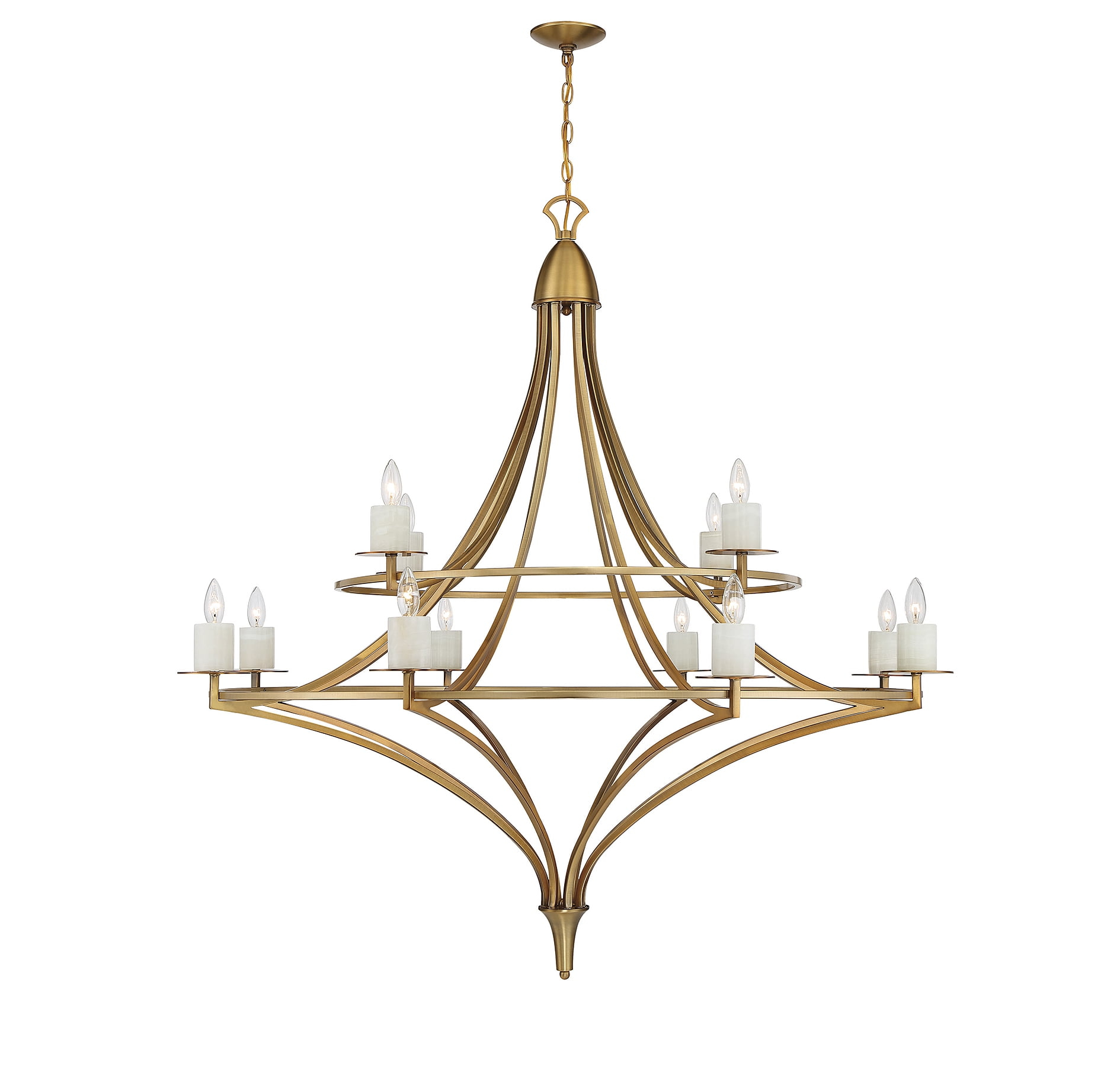 Contemporary Traditional Twelve Light Chandelier-Warm Brass Finish Bailey Street Home 159-Bel-4636183