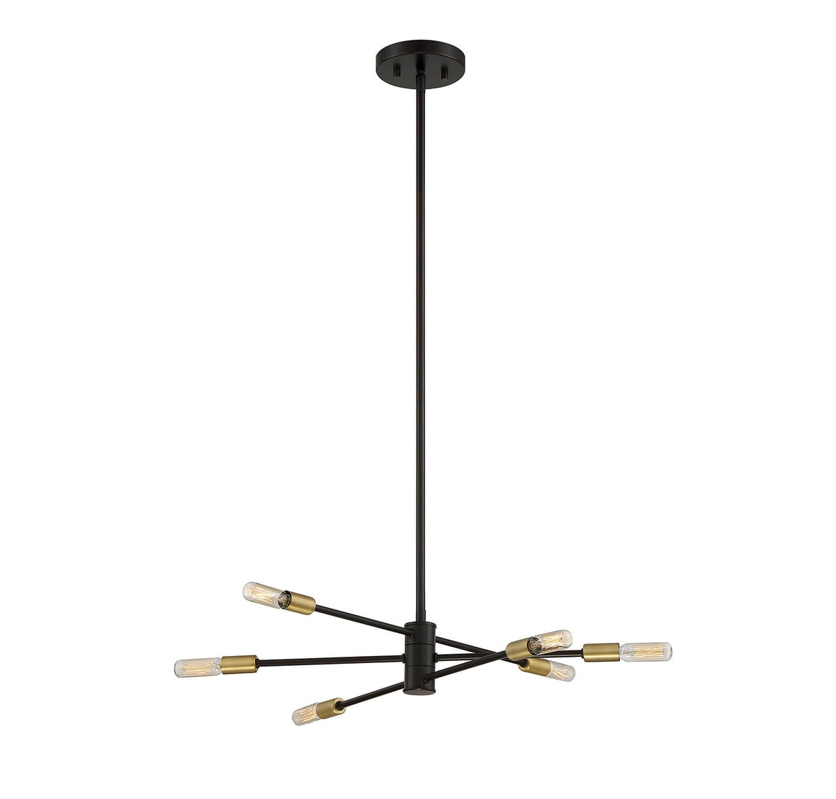6 Light Chandelier In Industrial Style-7 Inches Tall And 21.75 Inches Wide-Bronze/Brass Finish    -Traditional Installation Savoy House 1-7000-6-77