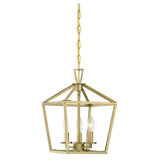 Savoy House 3-320-3-322 Townsend 3 Light Foyer Pendant in a Warm Brass Finish (10" W x 15" H)