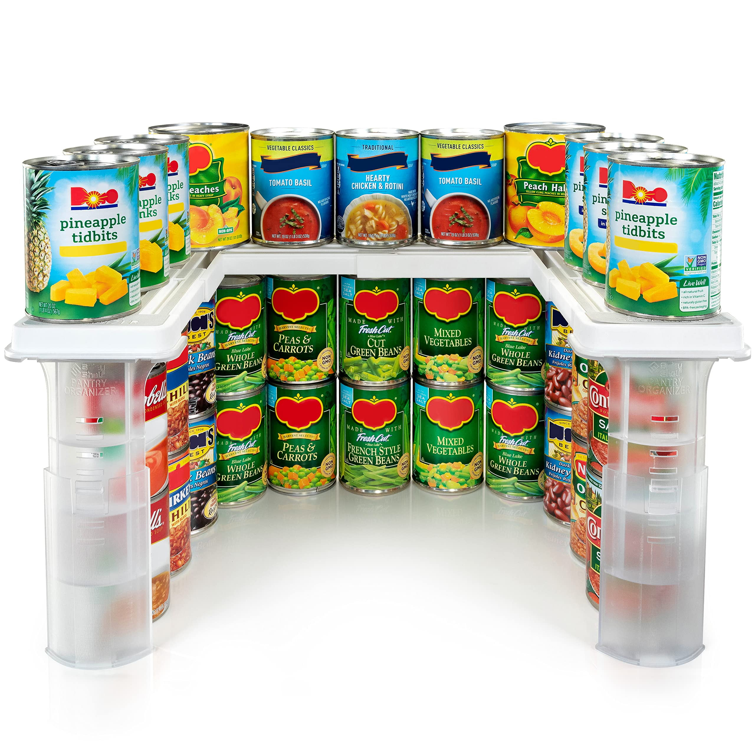 Savvy Shelf Adjustable Pantry Spice Rack & Can Storage Organizer - Storage Kitchen Organizer - Pantry Organization, Spice Rack & Storage Can Organizer for Pantry & Cupboard -Cupboard Organizer