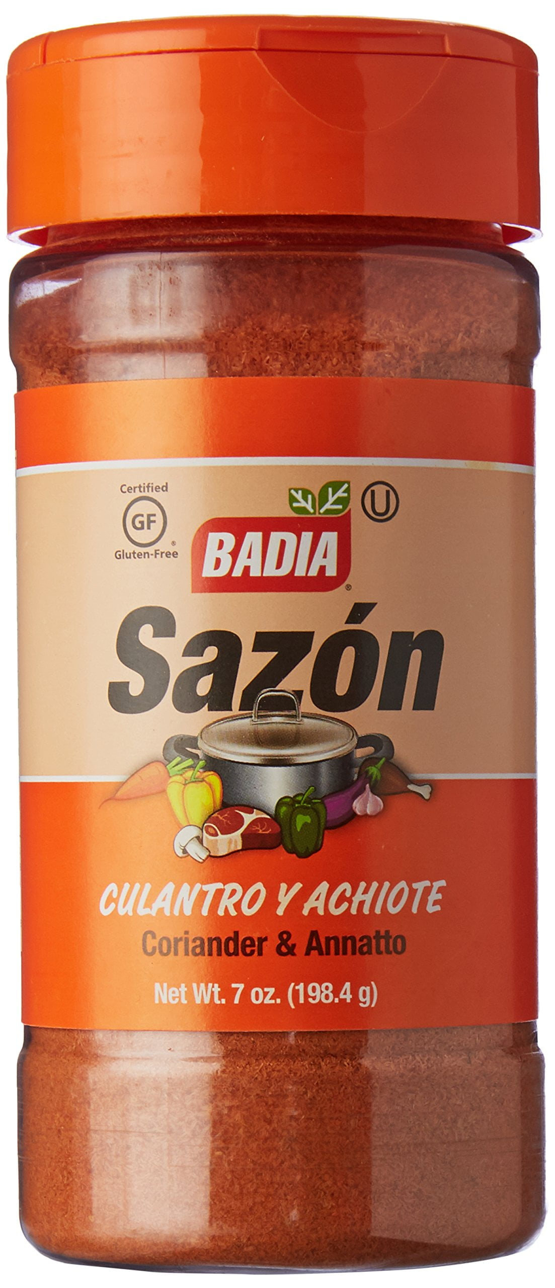 Badia 7 oz-Sazon Coriander & Annatto Seasoning / Culantro & Achiote Kosher