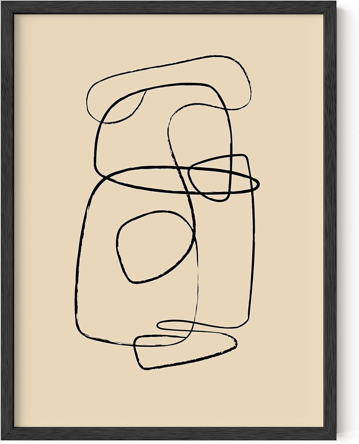 Scandinavian Wall Art Circles Line Art Wall Decor - by Haus and Hues | Neutral Wall Art Minimalist Abstract Art Mid Century Wall Decor Minimalist Wall Decor Neutral Artwrk for Walls UNFRAMED 12"X16"